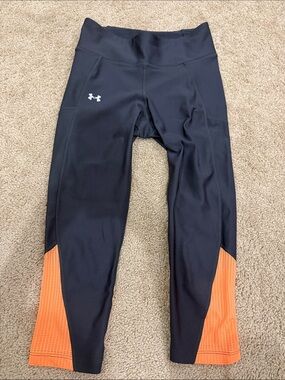 Under Armour Black Capri Leggings with Orange Panels